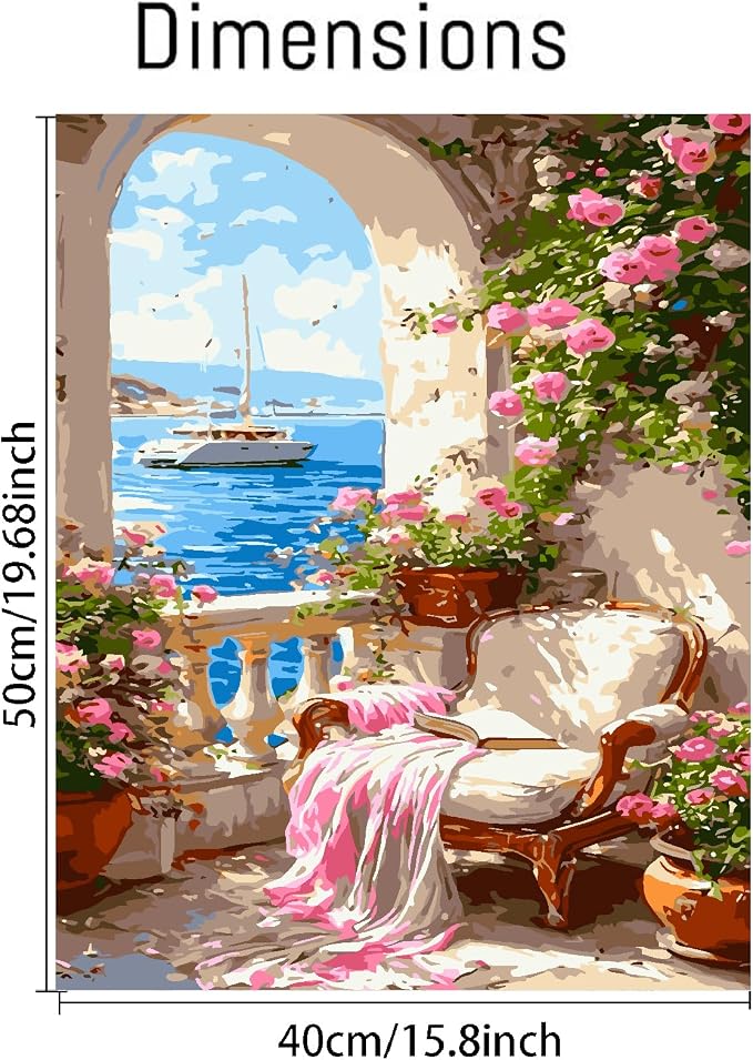 YarnMate Scenery Paint by Numbers for Adults,Resting by Lake Paint by Number for Adults Beginner,Easy Acrylic Paint by Number on Canvas for Relax and Home Wall Decor 16X20 Inch (Without Frame)