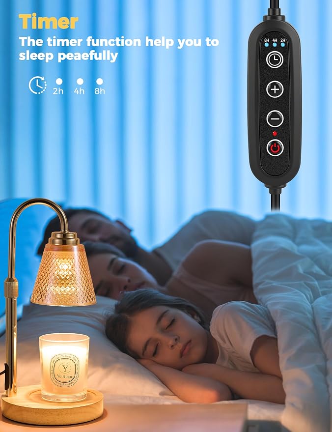 Candle Warmer Lamp with Timer Home Decor Birthday Gifts for Women Mom Her | Dimmable Candle Warmer for Jar Candles, Height Adjustable Wax Melt Warmer, Room Decor Desk Lamp, House Warming Gifts New Home