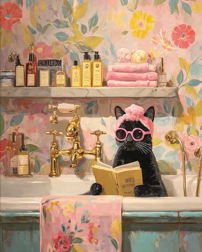 mrpwnle Paint by Numbers Kit for Adults, Black Cat Paint by Numbers Kits | Funny Cat Adult Paint by Number Kits on Canvas, DIY Acrylic Oil Easy Painting by Numbers for Home Wall Decor Gifts 16X20 inch