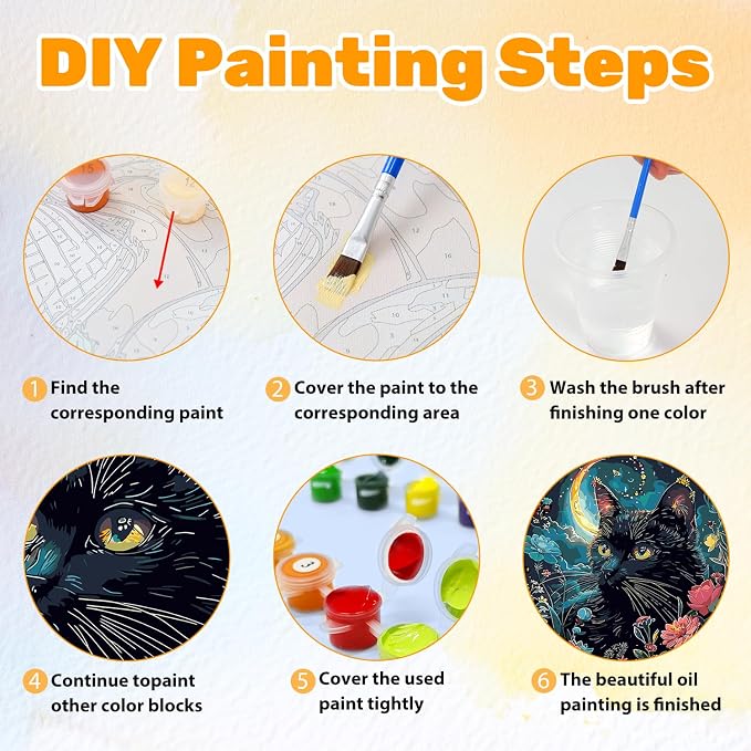 CRZMODE Cat Paint by Numbers Kit for Adults, Cat Paint by Numbers for Adults, Acrylic Painting Crafts for Home Decor Gift (16x20inch)