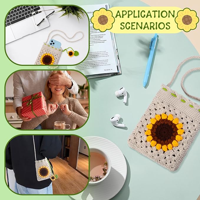 Fedmut Complete Crochet Starter Kit Phonebag Knitting Kit with Yarn, Hooks