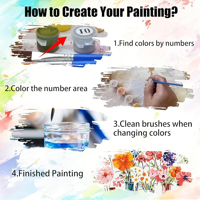 Yunruily 3 Pack Flowers Adult Paint by Numbers - Paint by Number kit for Adults,Flowers Paint by Number Adult for Gifts Home Wall Decor 12x16inch