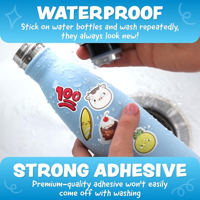 Cute Stickers for Kids Classroom Decor - 324pc Kawaii Water Bottle Stickers for Teens - Waterproof Vinyl Teacher Reward Stickers for Water Bottles - Back to School Supplies - Classroom Must Haves