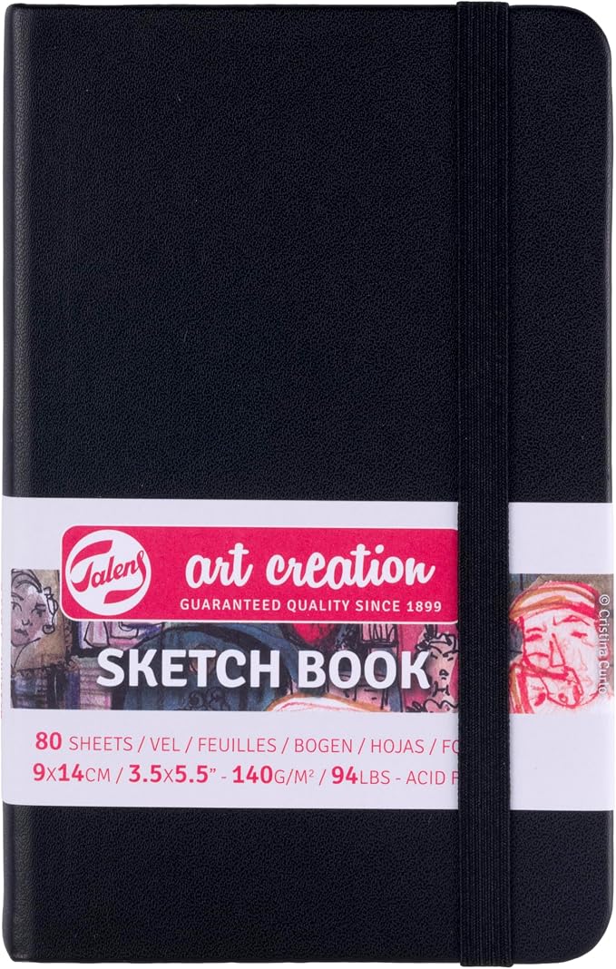 Talens Art Creation Sketchbook, 140 GSM/94 lbs, Black, 3.5 x 5.5 in
