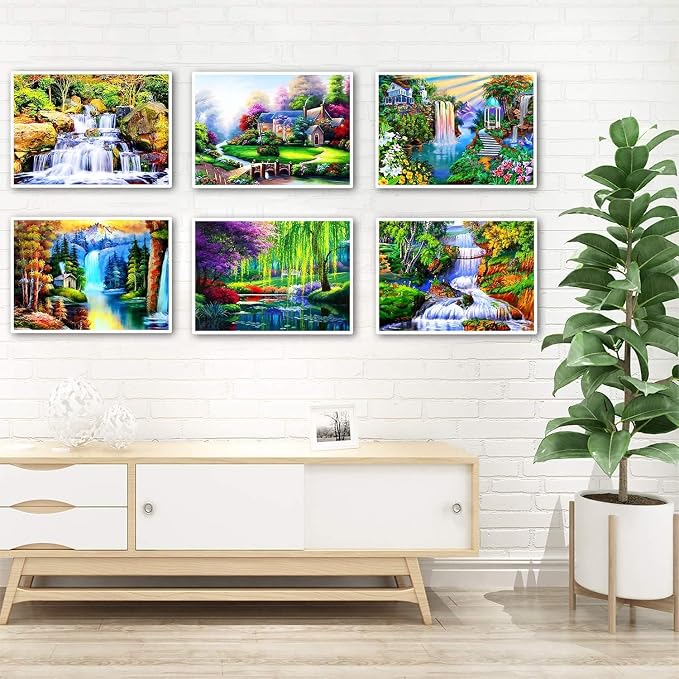 TINY FUN 12 Pack Diamond Art Kits for Adults & Beginners 5D Diamond Painting with Round Full Drill for Home Wall Decor Gift