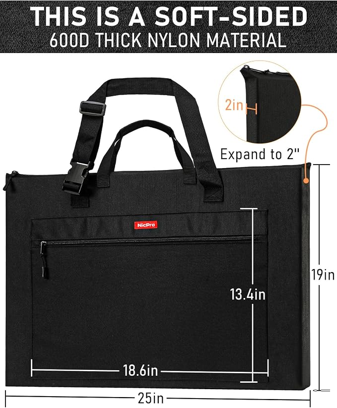 Nicpro Light Weight Art Portfolio Bag, 18x24” Waterproof Art Portfolio Case