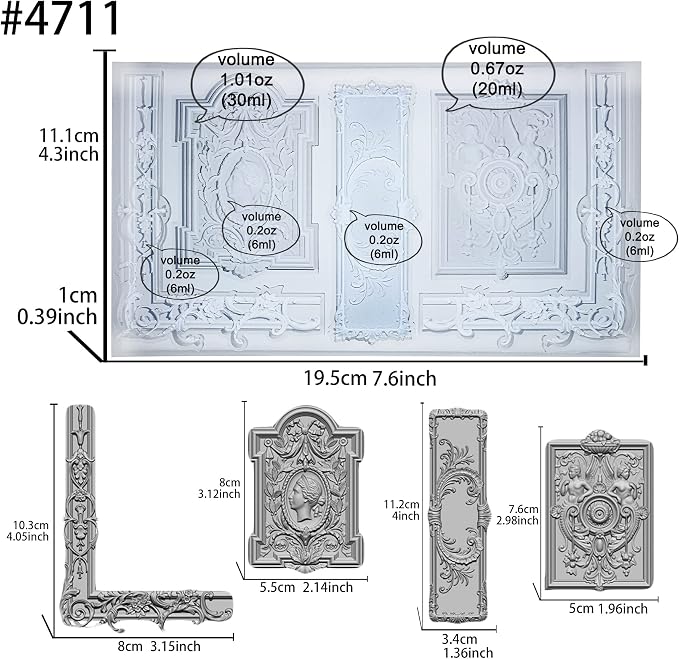 Art Mold for Polyclay Air Dry Clay Plaster, Frame and Plaque