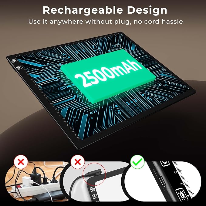 Rechargeable A3 Light Pad for Diamond Painting, Diamond Art Light Board