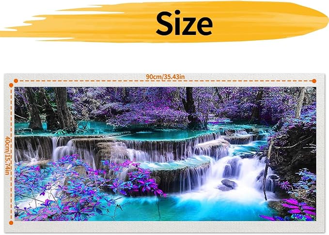 YALKIN Paint by Number for Adult Kits, DIY Landscape River Oil Acrylic Painting Kits for Adults Beginners on Canvas for Home Wall Decor Gifts 40x90CM/15.8x35.4in (No Frame)