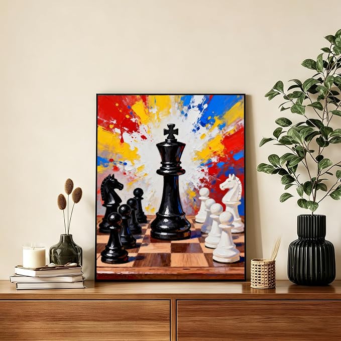 AUKELHJ Paint by Numbers Kit for Adults Beginner, Chess, 16X20 Inch | Paint by Number for Adults, Beginner Friendly, High-Definition Color Canvas, Stress Relief, Home Decor, Gifts, Unframed