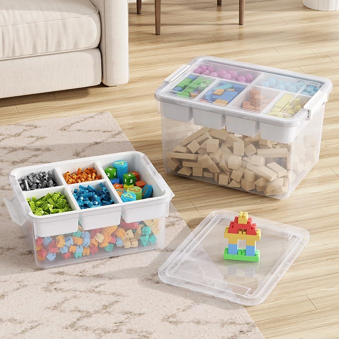 20Qt Stackable Storage Bin with Lid Tray Craft Box Organizer, 1Pack,WH