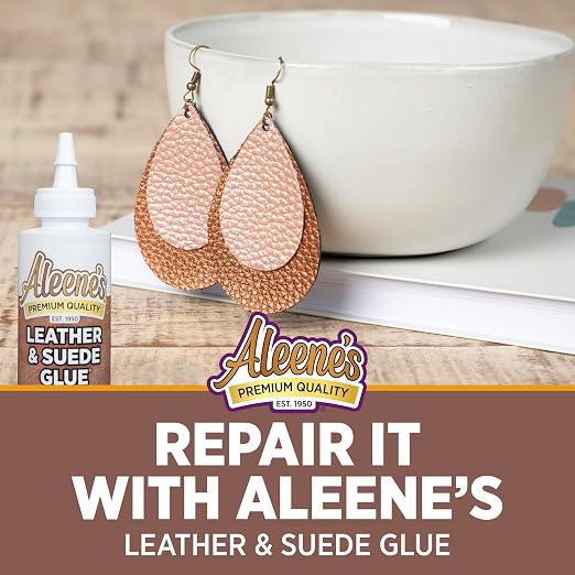 Aleene's Leather & Suede Glue, Adhesive For Crafts, Embellishments, Light Repairs, Leather Projects 4 fl oz