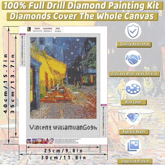 3 Pack Van Gogh Diamond Art Kits for Adults Diamond Painting Kit Beginner