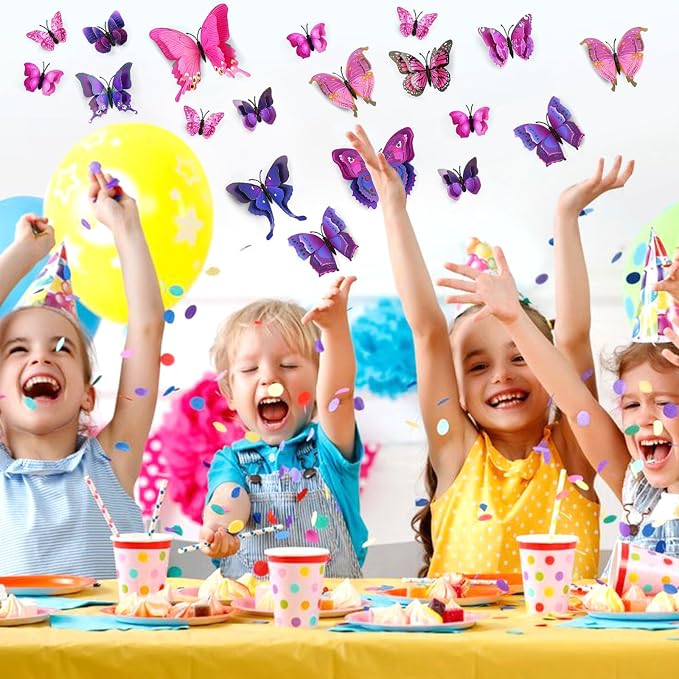 SAOROPEB 3D Butterfly Wall Decor, 48 Pcs Purple Butterfly Decorations
