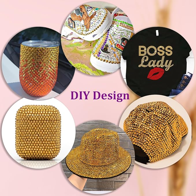 25000Pcs Resin Rhinestones for Crafting, Mine Gold 2-6mm Mixed Sizes Non Hotfix Flatback Gems with 1Pcs Glue, Bedazzling Crystal for DIY Craft Clothing Mugs Tumblers Shoes Fabric Decor Nail Art