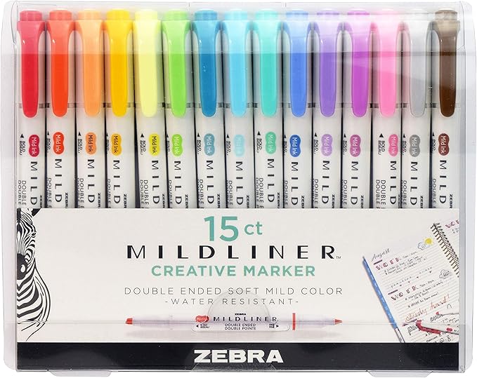 Zebra Pen MILDLINER Highlighter, Assorted, Dual Tip, Pk of 6, 90 Count Ttl