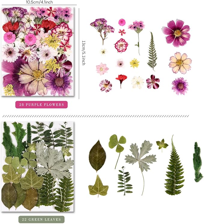 110+ Pcs Dried Pressed Flowers for Resin Crafts Colorful-C | real dry flowers and Leaves with Tweezers for resin molds DIY jewelry, scrapbooking, soap, candles, Nails Décor, Cards