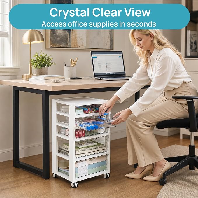 Vtopmart 5-Tier Plastic Drawer Storage Rolling Cart with Wheels