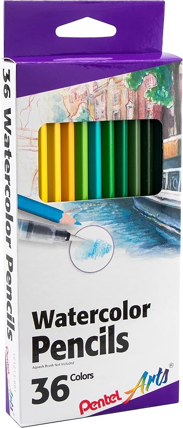 Pentel Arts Watercolor Pencil Set - Assorted Colors, 36-Pack (CB9-36)