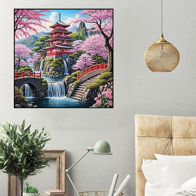 HHMATITS Cherry Blossom Diamond Art Kits for Adults 14X14IN