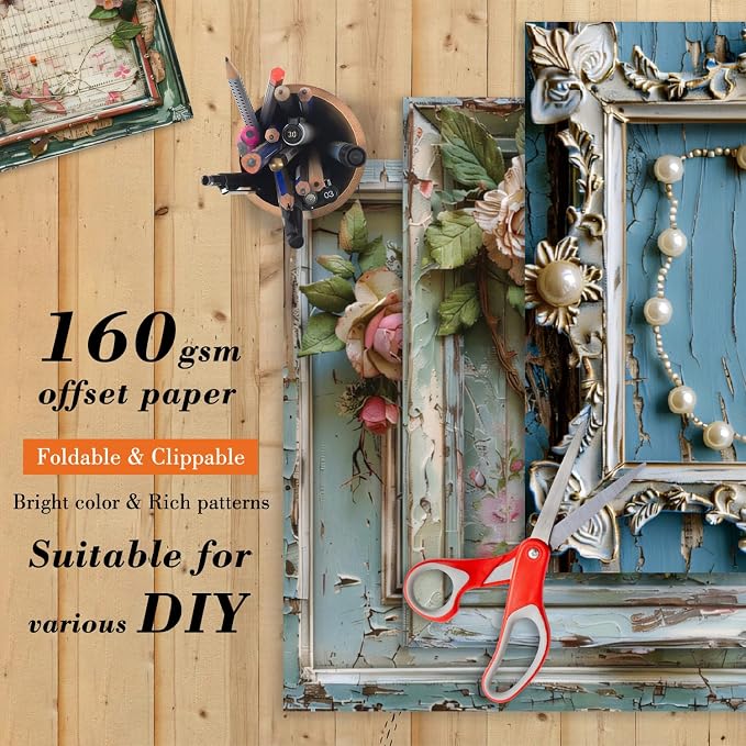 6 x 6 In Scrapbook Paper Pad Cardstock,24 Sheets Garden Pattern Design Floral Decorative Decoupage for Photo Album Card Making Folded Supplies Gift Wrapping Junk Journals DIY Crafts