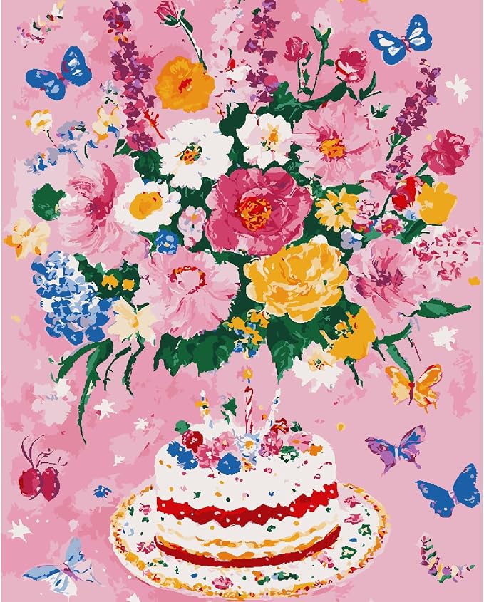 ZRIZQ Flowers Paint by Numbers Kit for Adults Beginner,Birthday,16x20