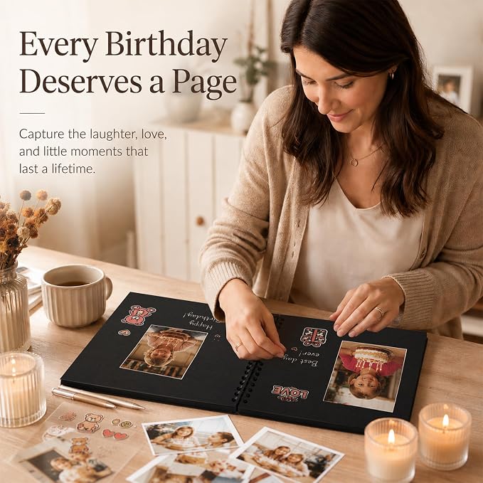 10x10 Inch DIY Scrapbook Album 40 Pages (20 Sheets), Hardcover Kraft Paper