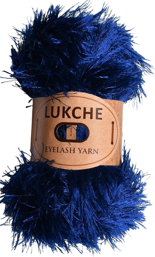 Eyelash Fun Fur Yarn Premium 100% Polyester 164 Yds (150 Mt), 3.53 Oz (100 Gr) Colorful Crochet Yarn Dıy Hand Knitting (Navy Blue)