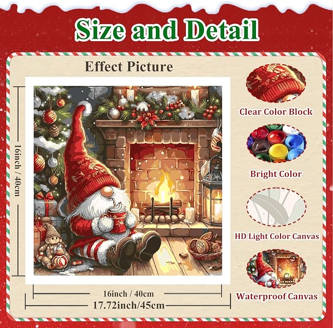 Christmas Paint by Number Kits for Adults, Paint by Numbers Kit for Adults