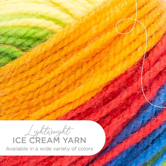 Lion Brand Yarn, Ice Cream Crochet Yarn, Hokey Pokey, Multicolor, 3 Pack