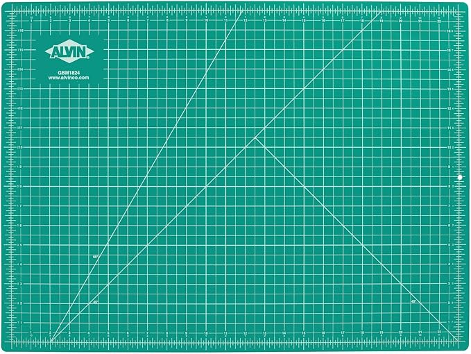 ALVIN GBM Self-Healing Cutting Mat 18 x 24 inch | Double-Sided Green/Black | 5-Layer Gridded Surface for Arts, Crafts and Sewing - Model GBM1824