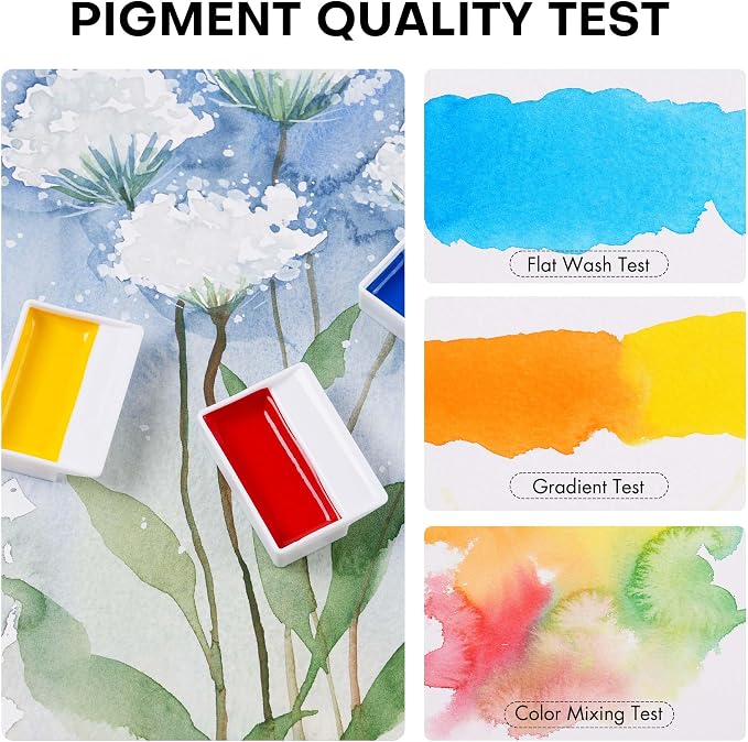 Fuumuui CREAMORA Watercolor Paint Set 24 Color Opaque Semi-Solid Timeless Tones | Professional Art Supplies with Strong Pigments & Coverage, for Artists Beginner Painters Amateur Hobbyists Painting