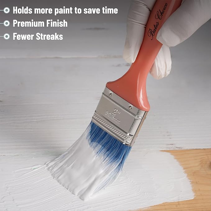 Bates Vintage Color Plastic Handle Paint Brushes - 4 Pack, Stain & Furniture Brushes, Ideal for Walls & Painting