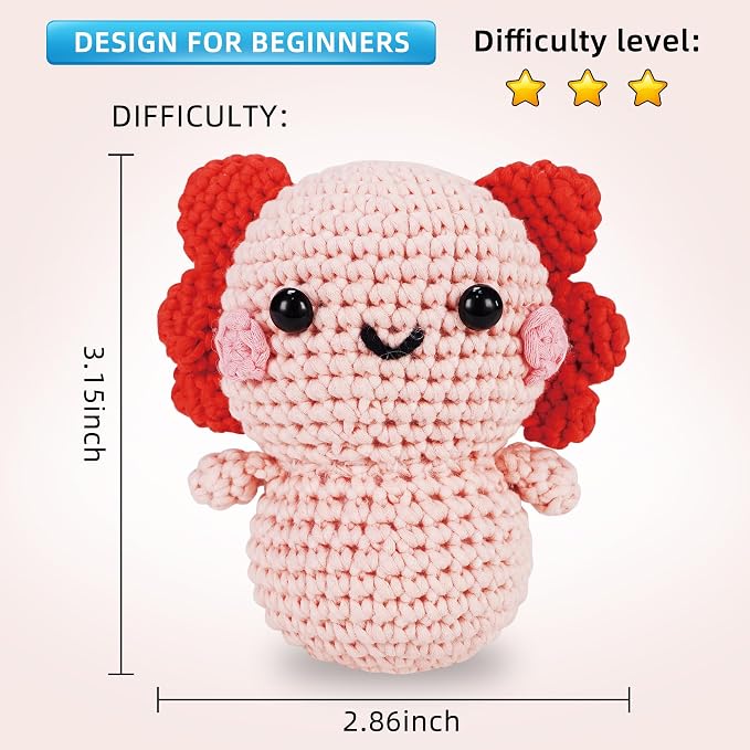 WaldyWop Crochet Kit for Beginners Adults, Wobbles Crochet Animal Kit, Complete Starter Knitting Set w/Step-by-Step Video Tutorials, Easy Yarn (Extra 40%), Hook - DIY Craft Kits, Gifts for Women