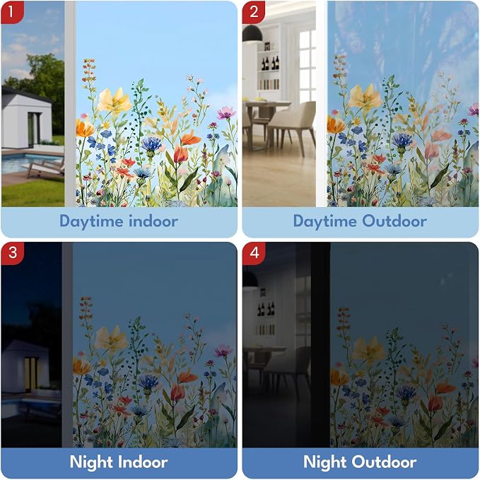 ADD.HERES Stained Glass Window Film, Window Film Decorative, 17.5 x 78.7 in