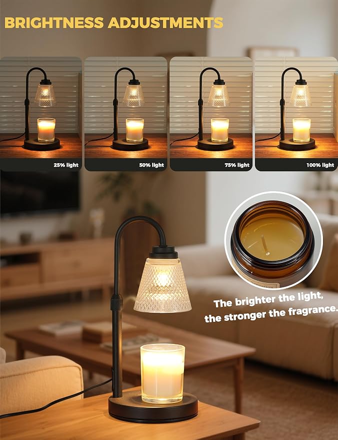 Candle Warmer Lamp with Timer Home Decor Birthday Gifts for Women Mom Her | Dimmable Candle Warmer for Jar Candles, Height Adjustable Wax Melt Warmer, Room Decor Desk Lamp, House Warming Gifts New Home