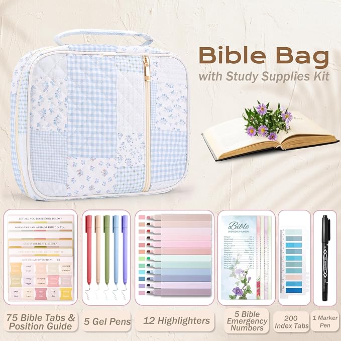 XKDOUS Bible Cover Case for Women Bible Bag Journaling Kit w/Study Supplies