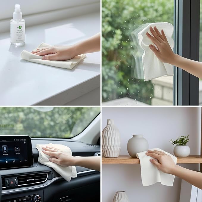 Flour Sack Shop Towels, Natural Cotton Cleaning Towels 14" x 12", Pack of 6 Reusable Absorbent Towels for Garage, Automotive, Workshop, Kitchen Cleaning, Polishing, Dusting & Multi-Purpose Use