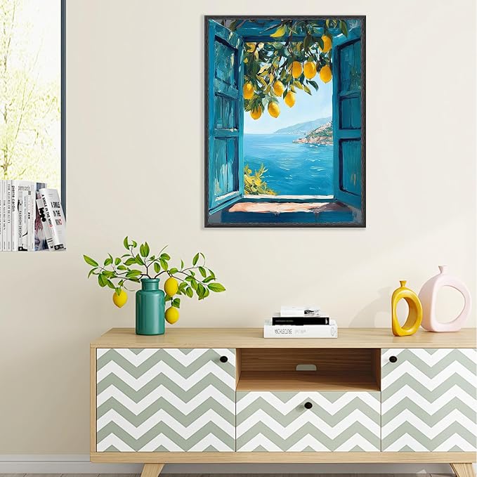Ausanrl Lemon Framed Paint by Numbers Kit for Adults Wooden Easel 12x16inch | Paint by Numbers Kit for Adults Lemon Theme,Adult Paint by Number Kits on Canvas Framed,Gifts and Home Wall Decor