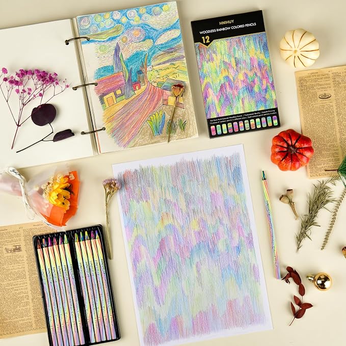 Woodless 4 Colors in 1 Full Core Rainbow Colored Pencils