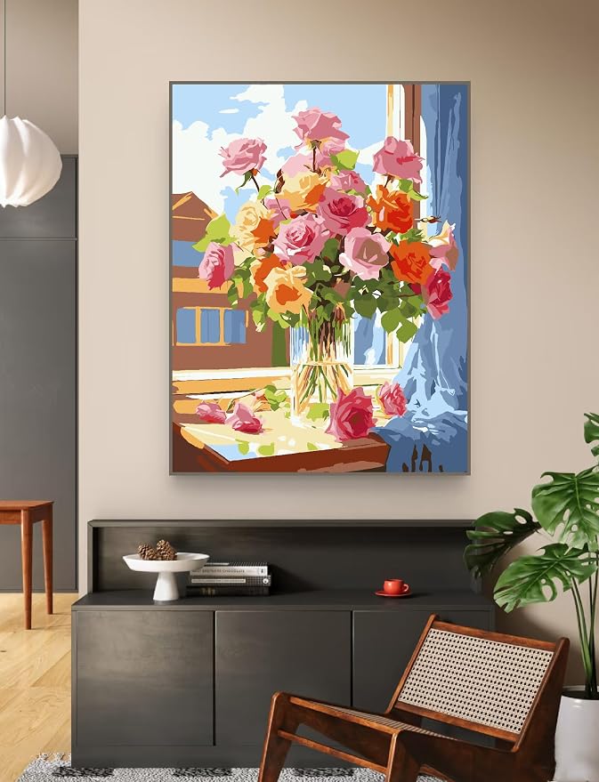 ZRIZQ Paint by Numbers Kit for Adults Beginner,Flowers 16x20