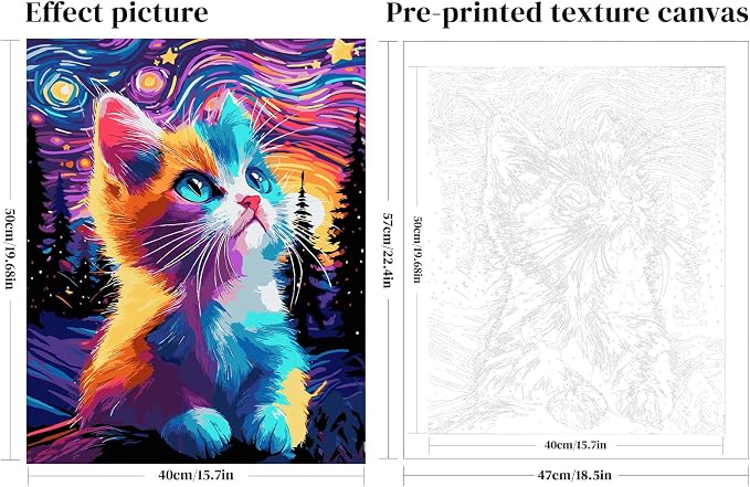 QUITEDEW Paint by Numbers Kit for Adults Cats,Wall Decoration16x20 lnch | Paint by Number Cat,Adult Paint by Numbers Kit Animals,Oil Painting on Canvas for Home Wall Decoration 16x20 lnch
