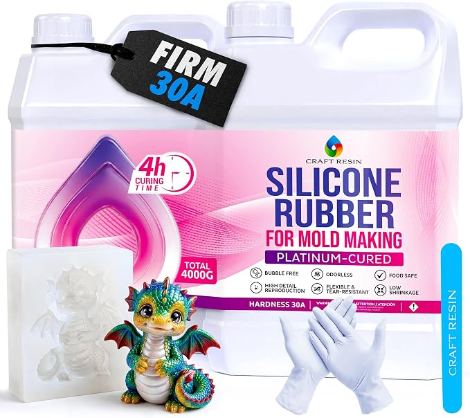 Craft Resin Fast-Curing Firm Silicone Mold Making Kit, Shore 30A – 1 Gallon