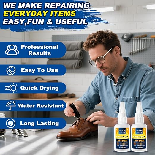 Meuvcol Super Glue All Purpose 100g - Instant & Waterproof Superglue for Plastic, Ceramic, Wood, Shoe, Glass, Leather, Rubber, Shoe Ca Glue - Strong & Clear Liquid Cyanoacrylate Adhesive, 6 Nozzles