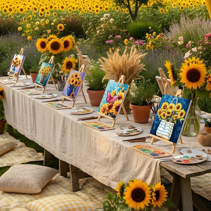Sherr 24 Pcs Pre Drawn Canvas for Adult, Sunflower, 8 x 10 Inch