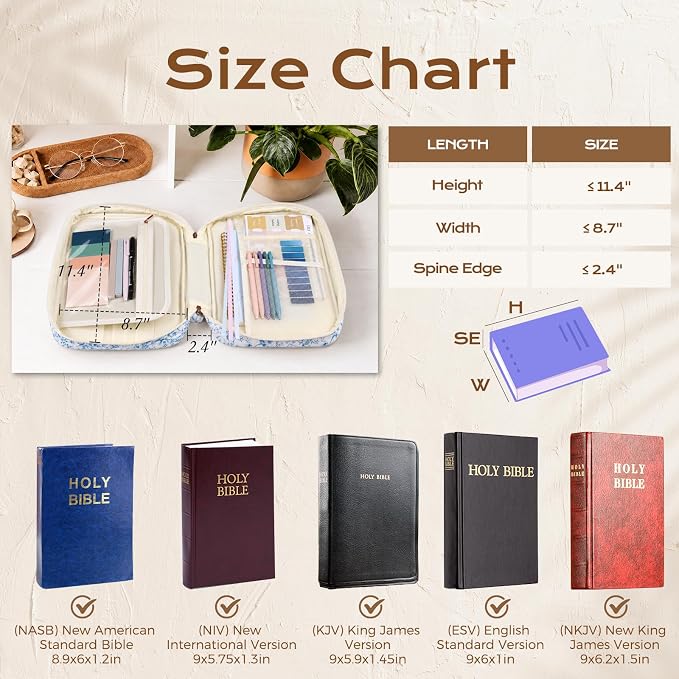 XKDOUS Bible Cover Case for Women Bible Bag Journaling Kit w/Study Supplies