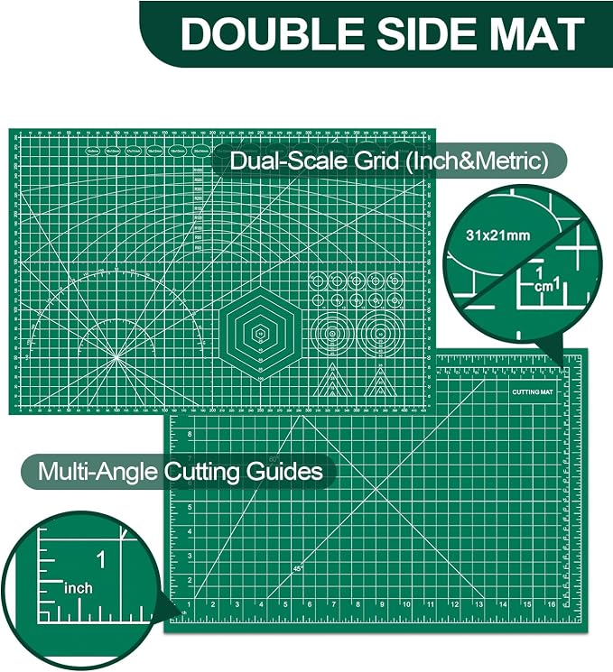 10 Pcs Self Healing Cutting Mat Bulk, 12×18 Inch Cutting Mats for Crafts | A3 Sewing Boards for Fabric Quilting DIY Scrapbooking, Precision Guides, Double-Sided 5-Ply PVC Construction (30x 45 cm)
