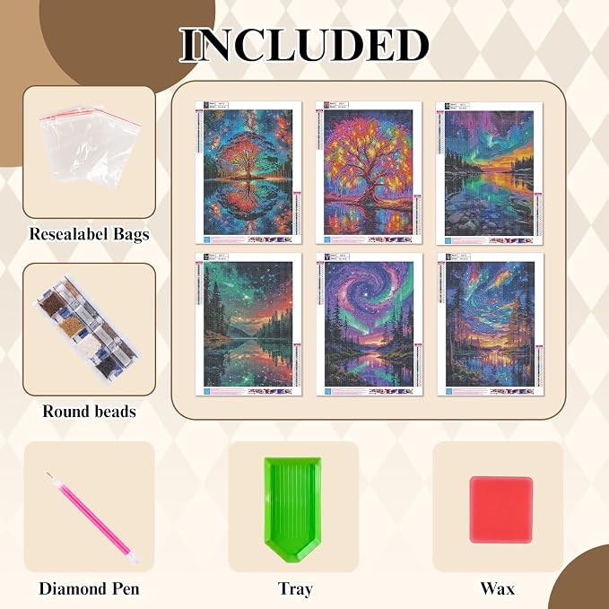 Mosaflare 6 Pack 5D Landscape Scenery Diamond Painting Kits 12x16 Inch