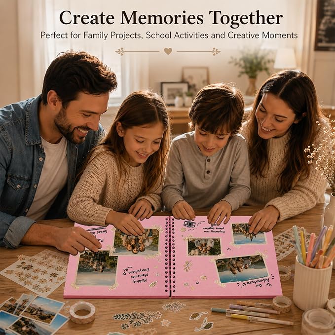 10x10 Inch DIY Scrapbook Album 40 Pages (20 Sheets), Hardcover Kraft Paper
