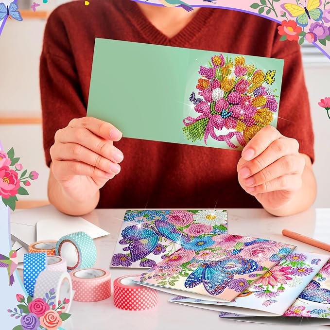 Saillong 24 Pack Butterfly Diamond Painting Greeting Card with Envelopes